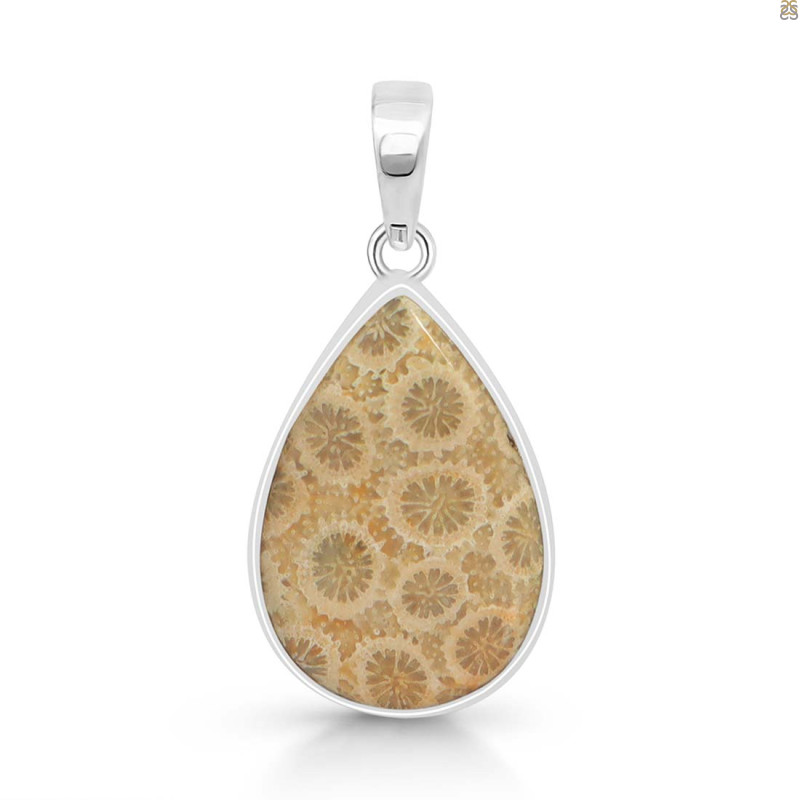 Fossilized Coral Pendant-SP FSC-1-29