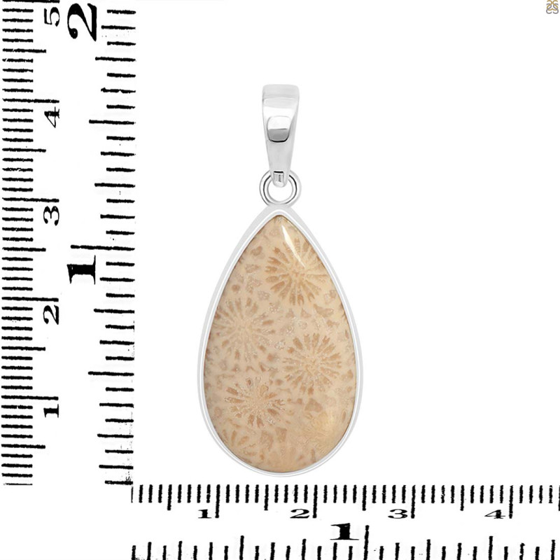 Fossilized Coral Pendant-SP FSC-1-32