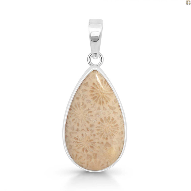Fossilized Coral Pendant-SP FSC-1-32