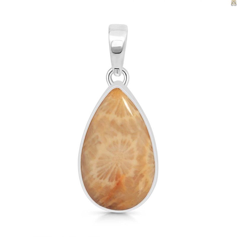 Fossilized Coral Pendant-SP FSC-1-34