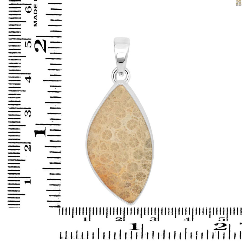 Fossilized Coral Pendant-SP FSC-1-40