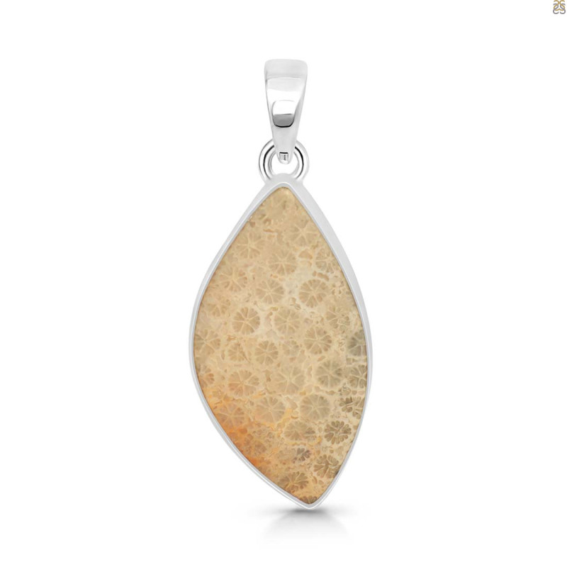 Fossilized Coral Pendant-SP FSC-1-40