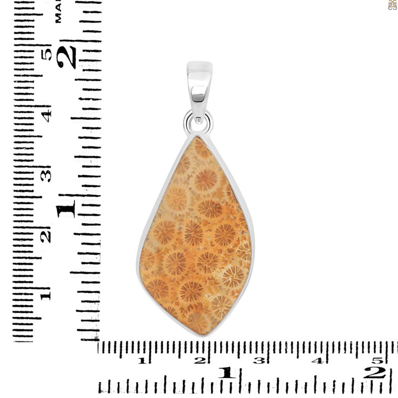 Fossilized Coral Pendant-SP FSC-1-42