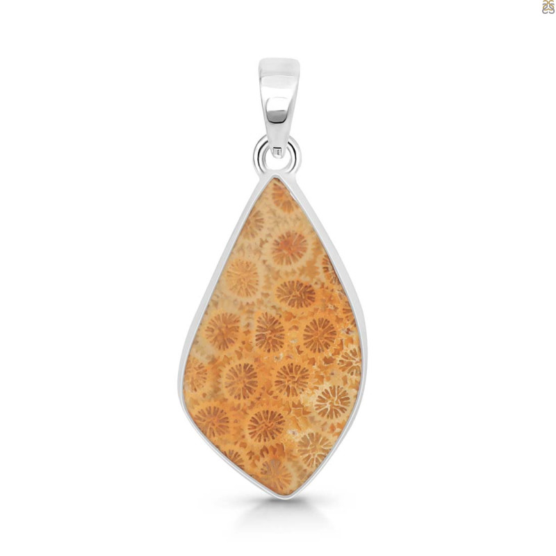Fossilized Coral Pendant-SP FSC-1-42