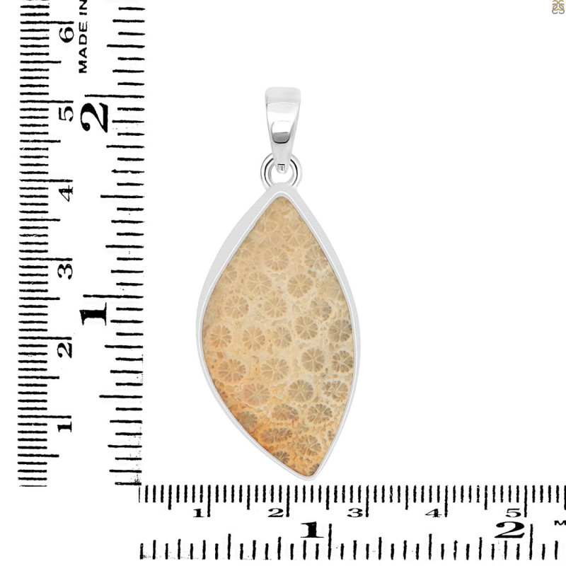 Fossilized Coral Pendant-SP FSC-1-44
