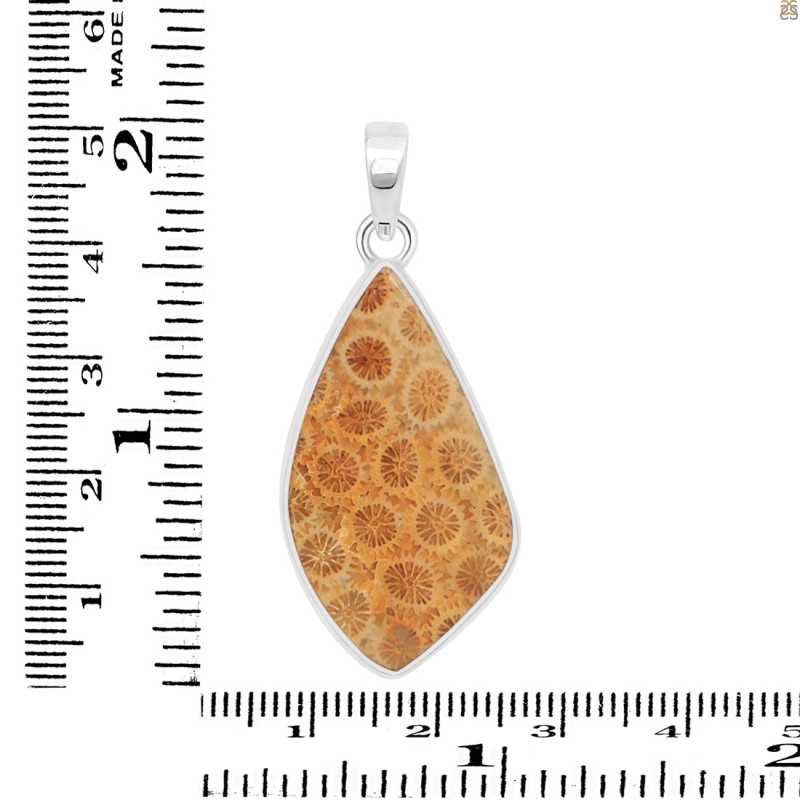Fossilized Coral Pendant-SP FSC-1-45