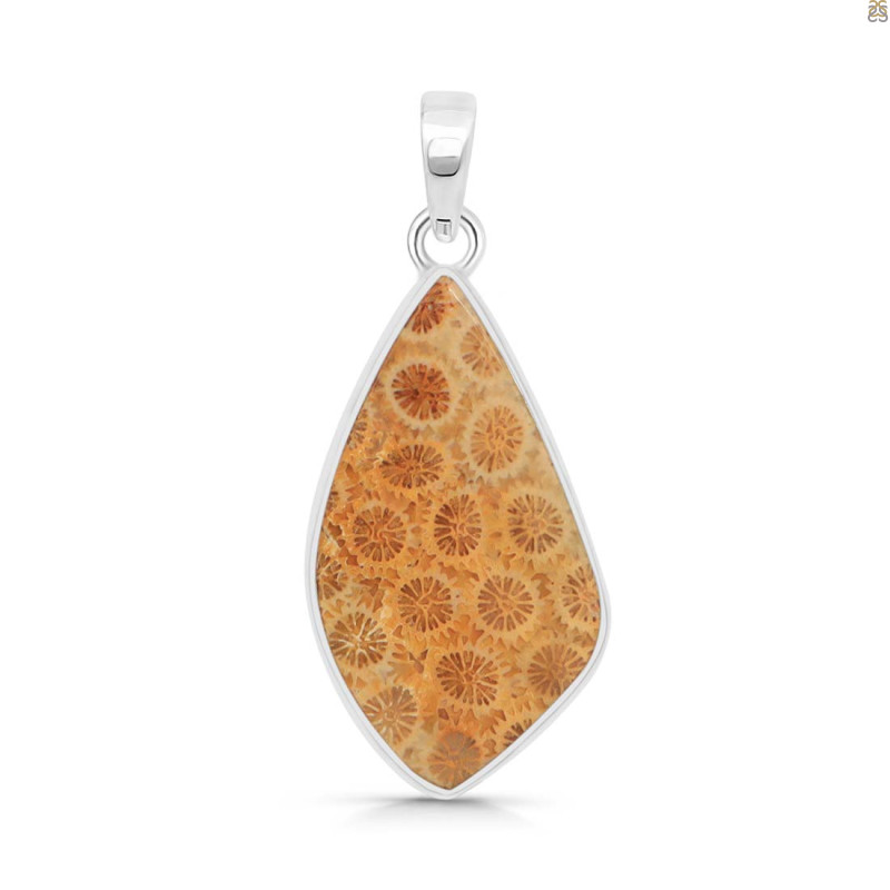 Fossilized Coral Pendant-SP FSC-1-45