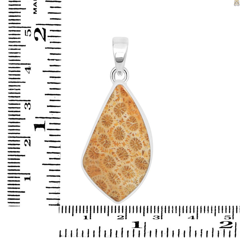Fossilized Coral Pendant-SP FSC-1-47