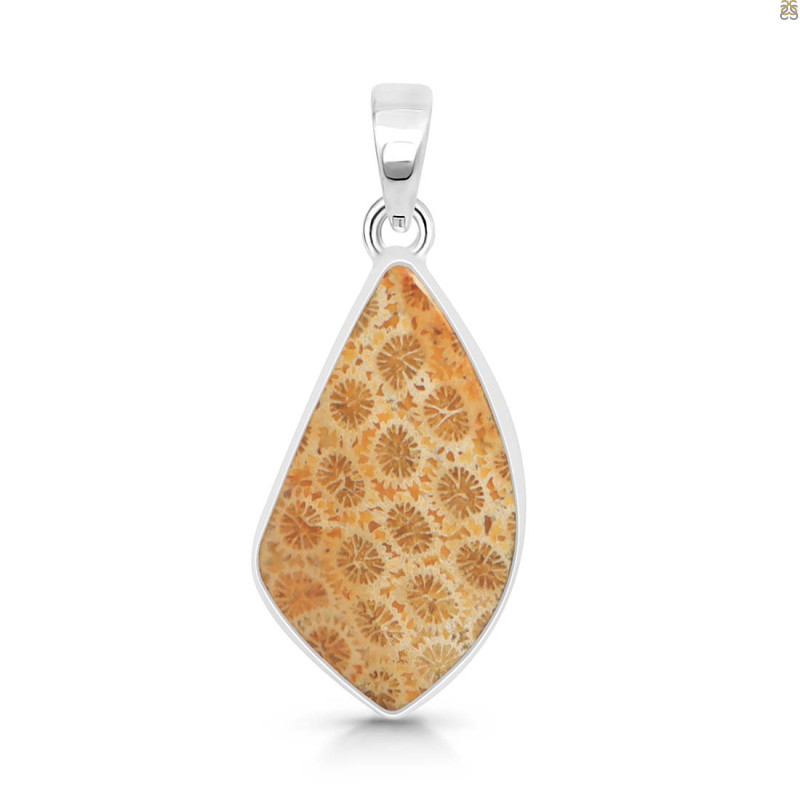Fossilized Coral Pendant-SP FSC-1-47