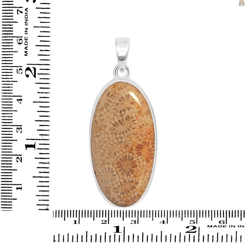 Fossilized Coral Pendant-SP FSC-1-7