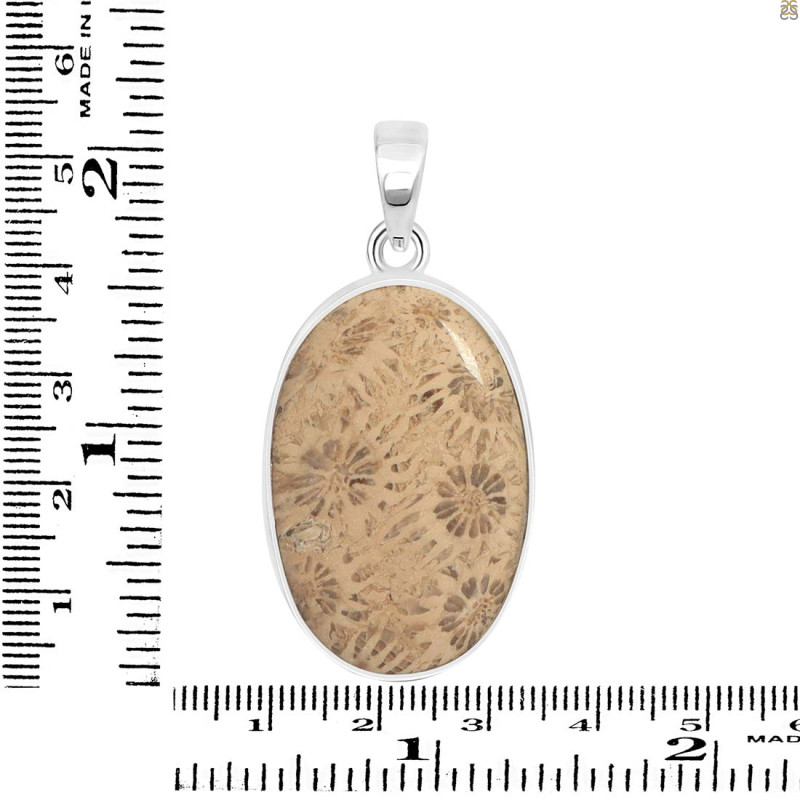 Fossilized Coral Pendant-SP FSC-1-9