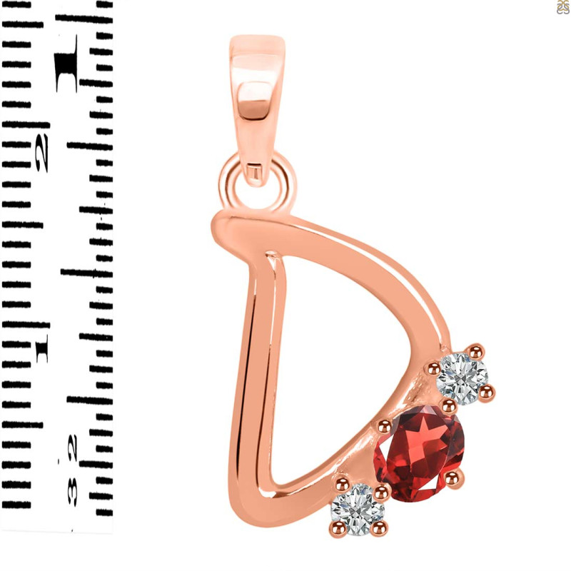 Garnet & White Topaz Alphabet D Pendant GAR-RDA-56.