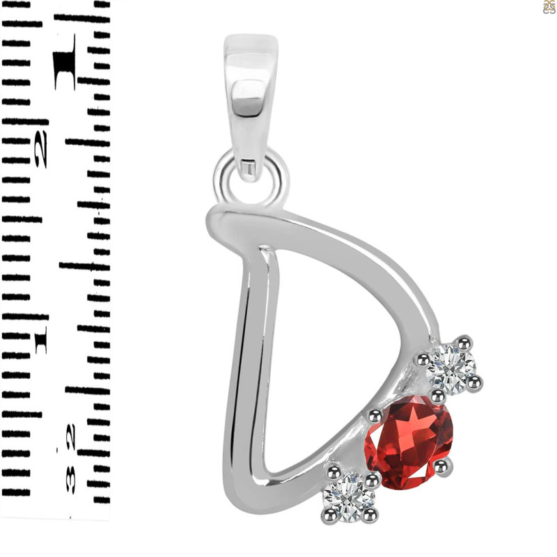 Garnet & White Topaz Alphabet D Pendant GAR-RDA-56.