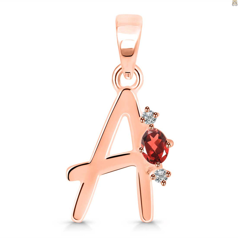Garnet & White Topaz Alphabet A Pendant GAR-RDA-1.