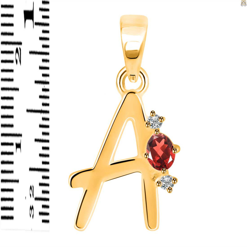 Garnet & White Topaz Alphabet A Pendant GAR-RDA-1.