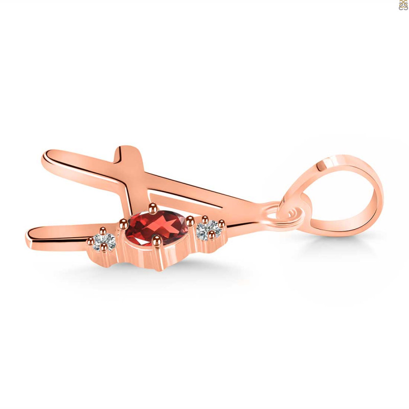 Garnet & White Topaz Alphabet A Pendant GAR-RDA-1.