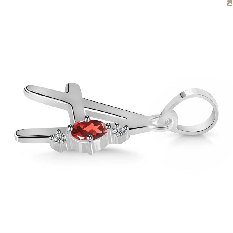 Garnet & White Topaz Alphabet A Pendant