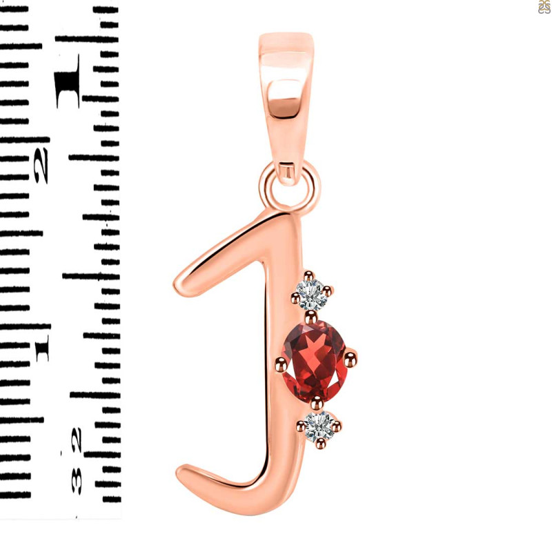 Garnet & White Topaz Alphabet J Pendant GAR-RDA-10.
