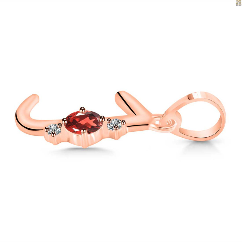 Garnet & White Topaz Alphabet J Pendant GAR-RDA-10.