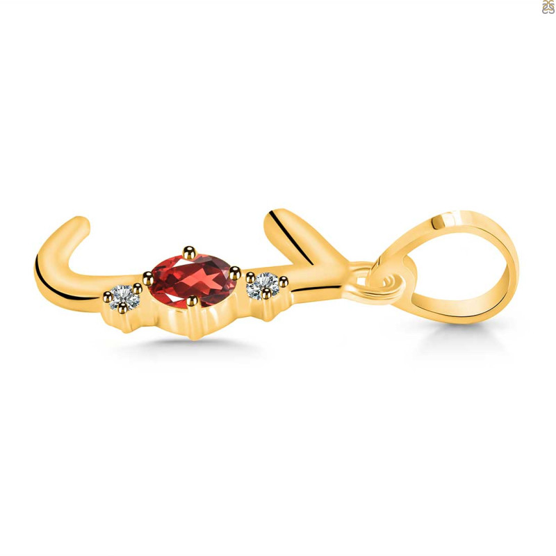 Garnet & White Topaz Alphabet J Pendant GAR-RDA-10.