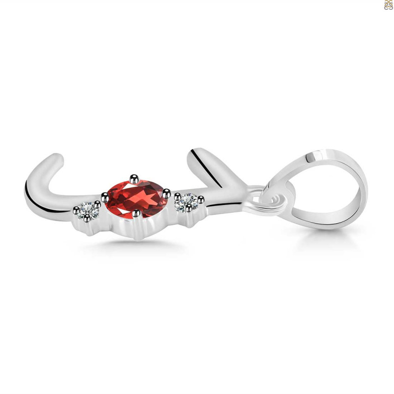 Garnet & White Topaz Alphabet J Pendant