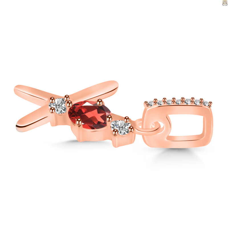 Garnet & White Topaz Alphabet X Pendant GAR-RDA-102.