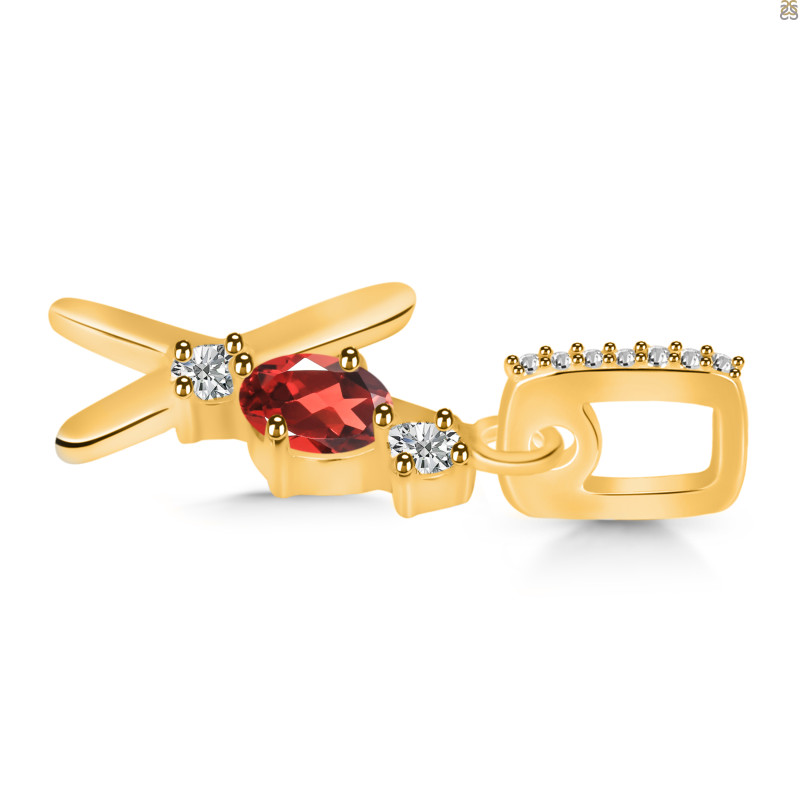 Garnet & White Topaz Alphabet X Pendant GAR-RDA-102.