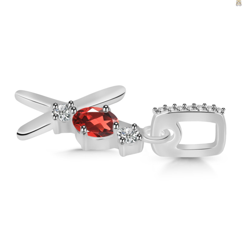 Garnet & White Topaz Alphabet X Pendant
