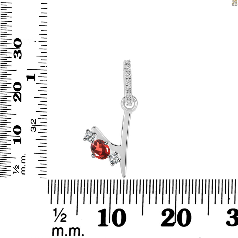 Garnet & White Topaz Alphabet Y Pendant GAR-RDA-103.