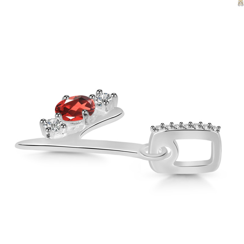 Garnet & White Topaz Alphabet Y Pendant