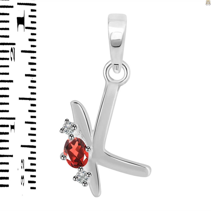 Garnet & White Topaz Alphabet K Pendant GAR-RDA-11.