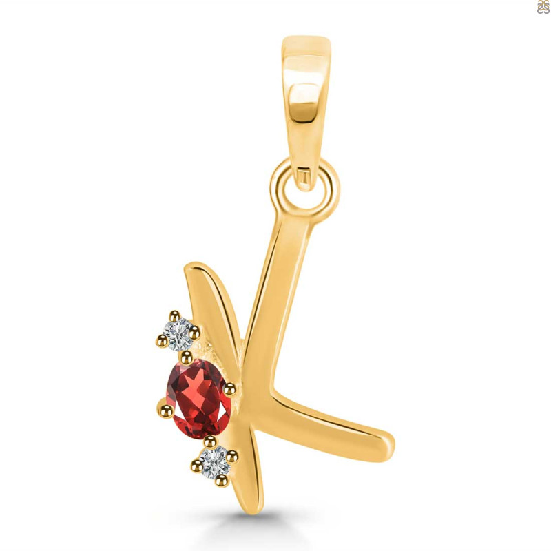 Garnet & White Topaz Alphabet K Pendant GAR-RDA-11.
