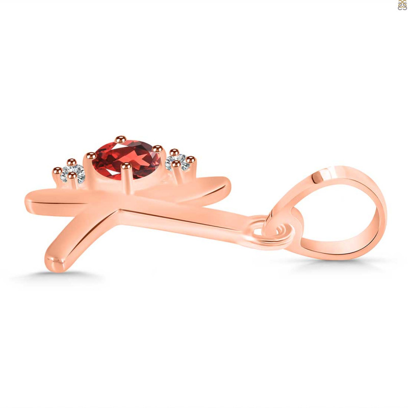 Garnet & White Topaz Alphabet K Pendant GAR-RDA-11.