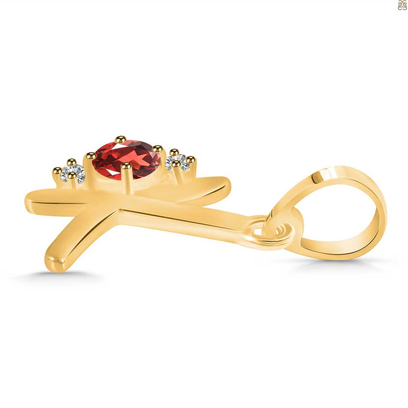 Garnet & White Topaz Alphabet K Pendant GAR-RDA-11.