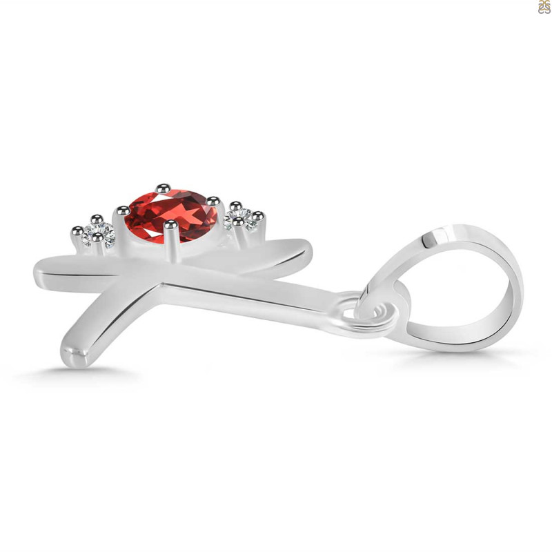 Garnet & White Topaz Alphabet K Pendant