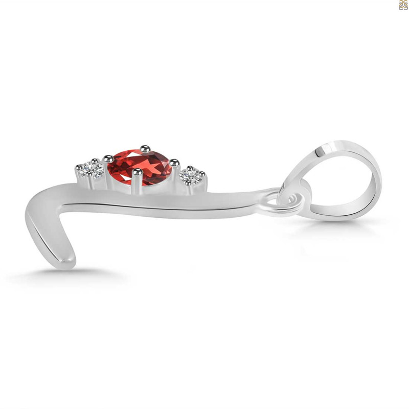 Garnet & White Topaz Alphabet L Pendant