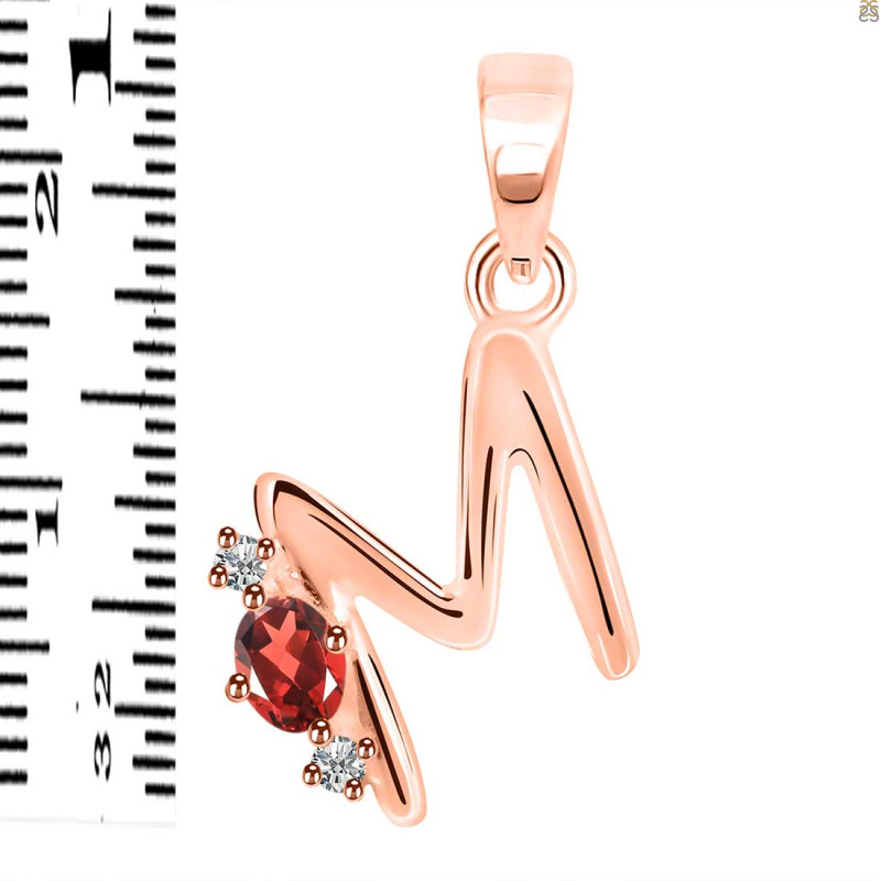 Garnet & White Topaz Alphabet M Pendant GAR-RDA-13.