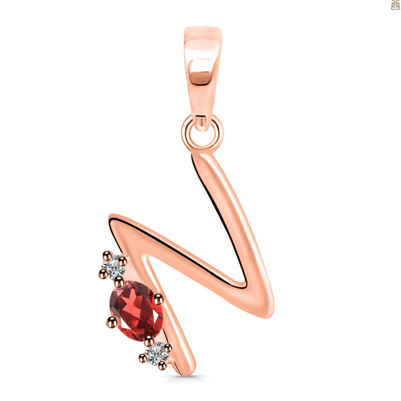 Garnet & White Topaz Alphabet N Pendant GAR-RDA-14.