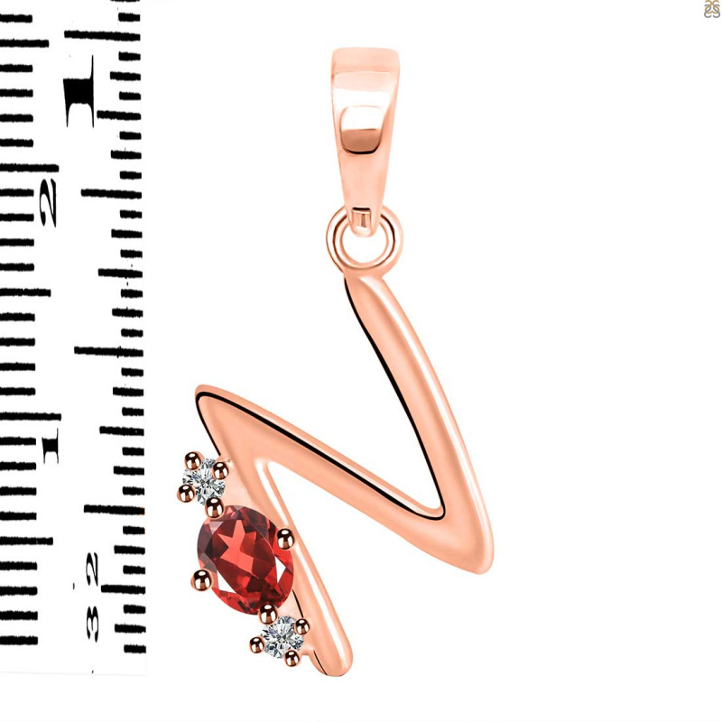 Garnet & White Topaz Alphabet N Pendant GAR-RDA-14.