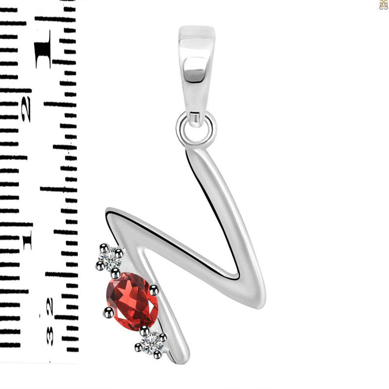 Garnet & White Topaz Alphabet N Pendant GAR-RDA-14.