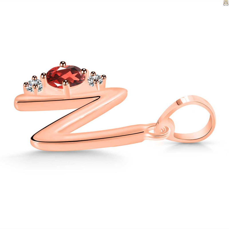 Garnet & White Topaz Alphabet N Pendant GAR-RDA-14.