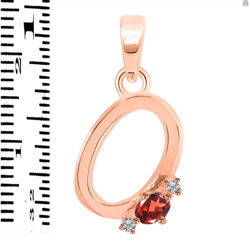 Garnet & White Topaz Alphabet O Pendant GAR-RDA-15.