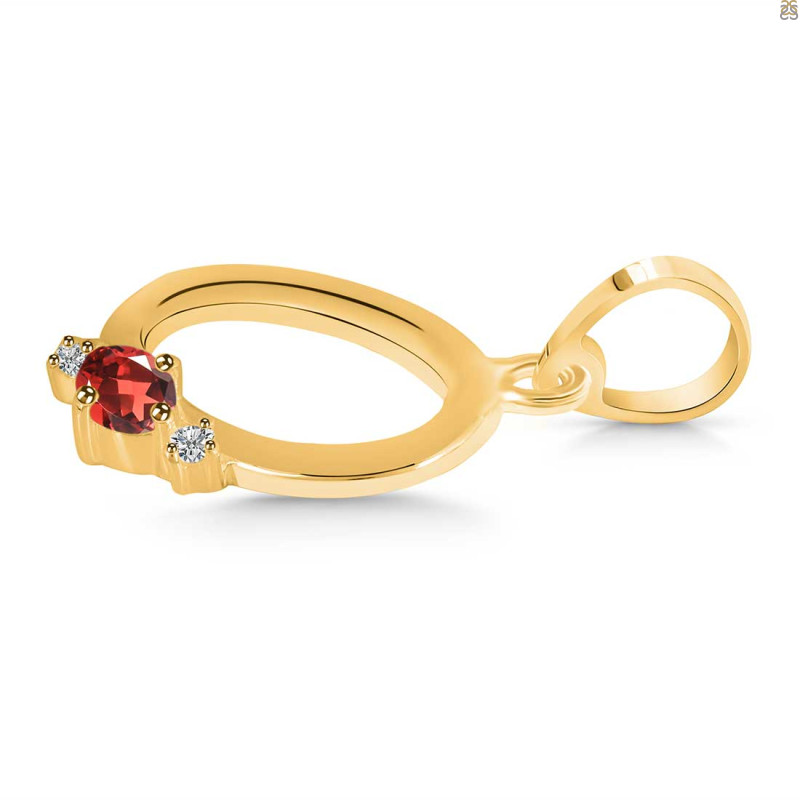 Garnet & White Topaz Alphabet O Pendant GAR-RDA-15.