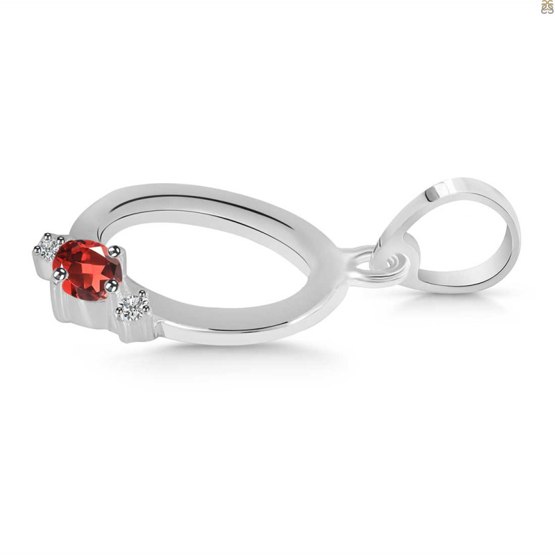 Garnet & White Topaz Alphabet O Pendant