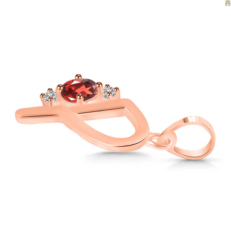 Garnet & White Topaz Alphabet P Pendant GAR-RDA-16.