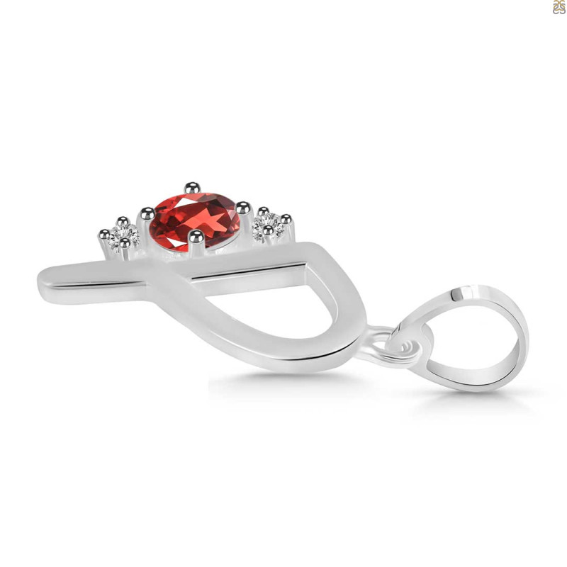 Garnet & White Topaz Alphabet P Pendant