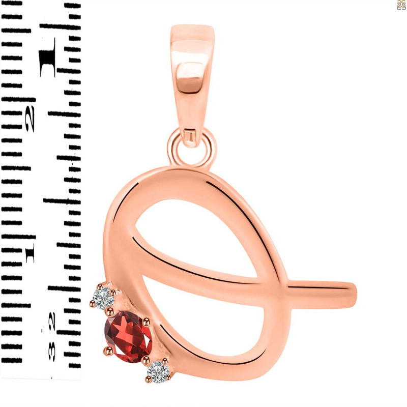 Garnet & White Topaz Alphabet Q Pendant GAR-RDA-17.