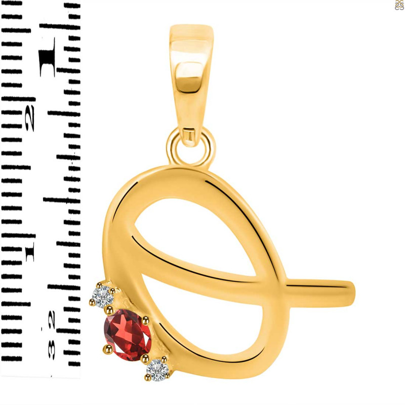 Garnet & White Topaz Alphabet Q Pendant GAR-RDA-17.