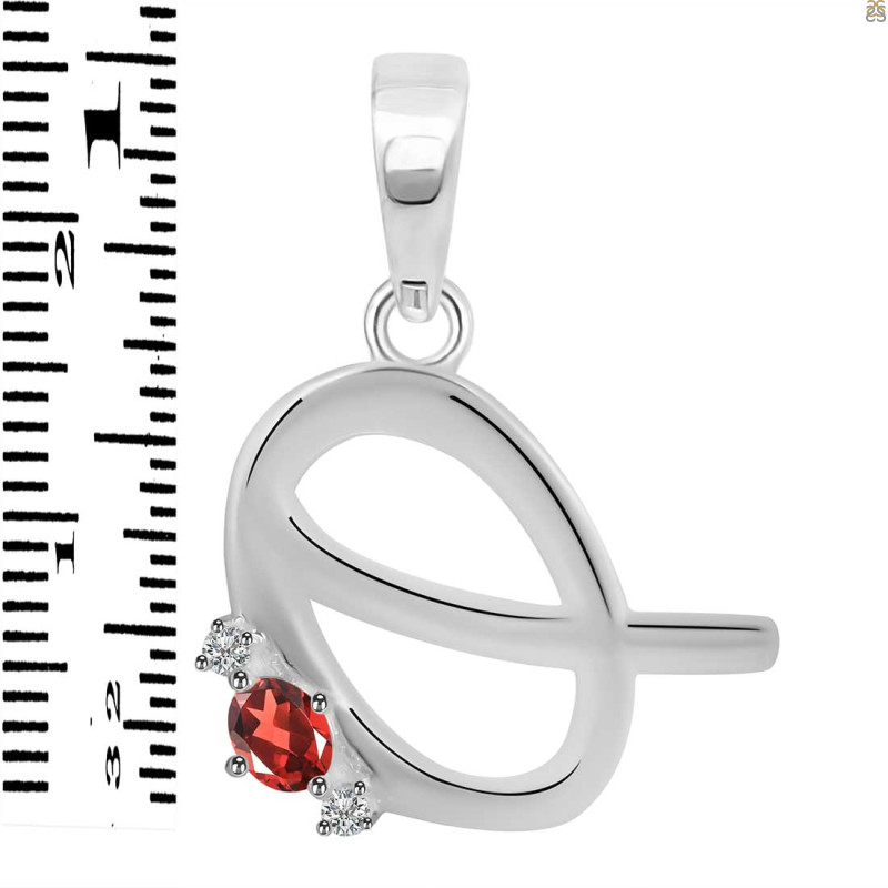 Garnet & White Topaz Alphabet Q Pendant GAR-RDA-17.