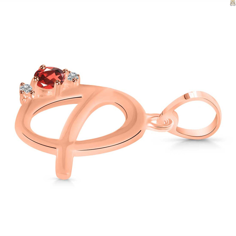 Garnet & White Topaz Alphabet Q Pendant GAR-RDA-17.